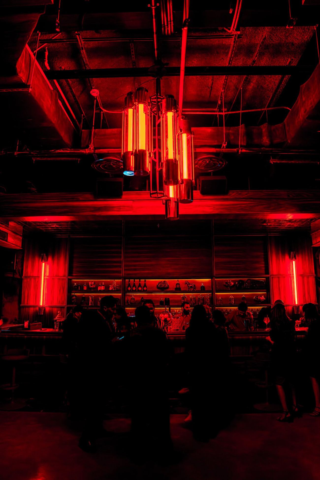 The bar — red glow
